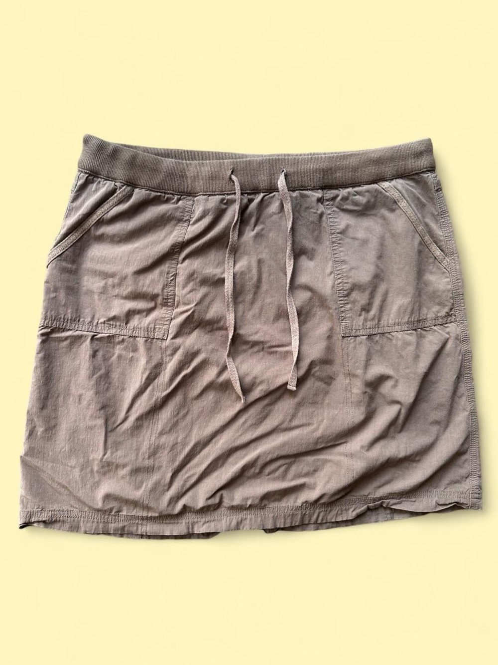 prAna Earthy Brown Corduroy Waist Utility Cargo Mini Skirt Gorpcore L